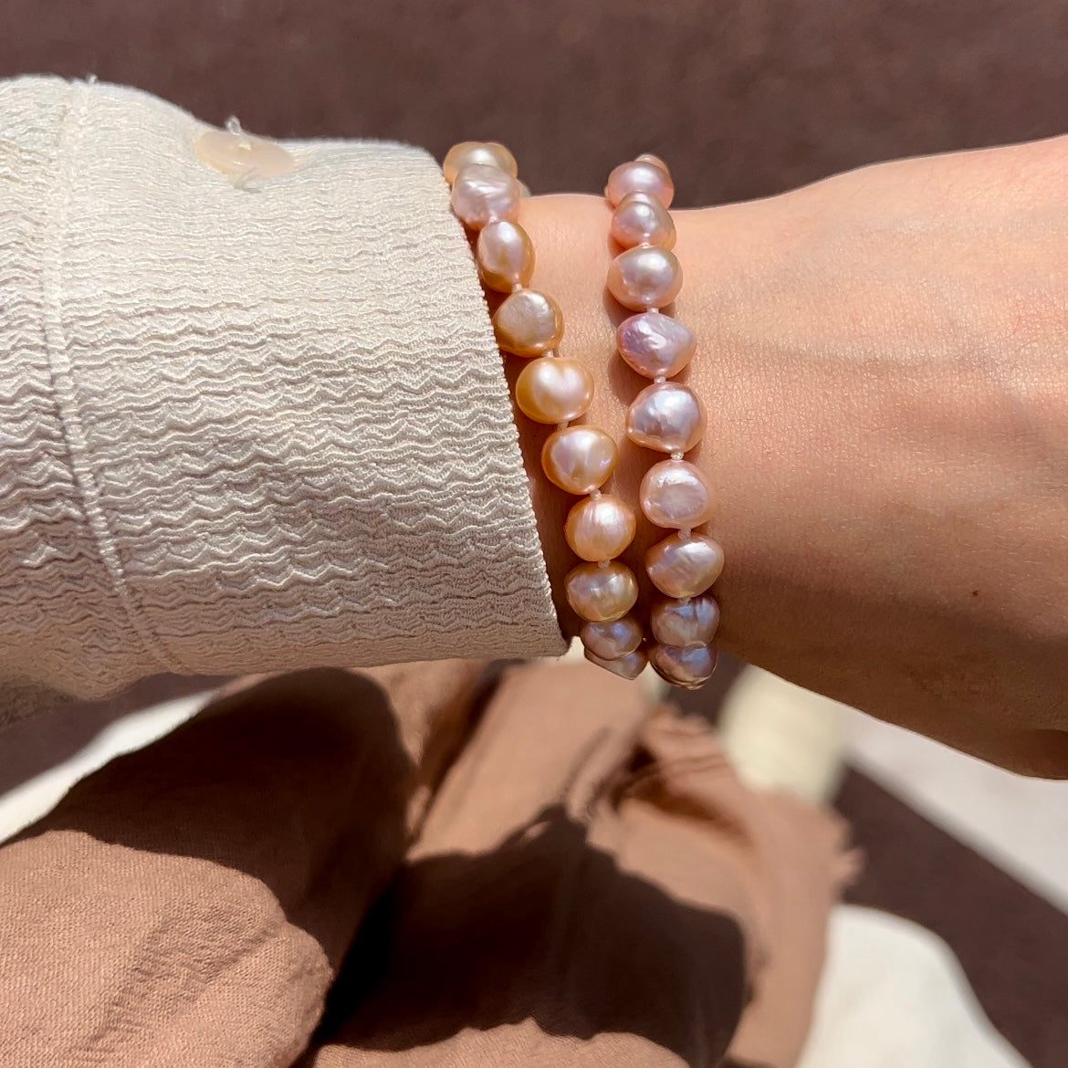 DAISY Baroque Zoetwater Parel Armband Paars