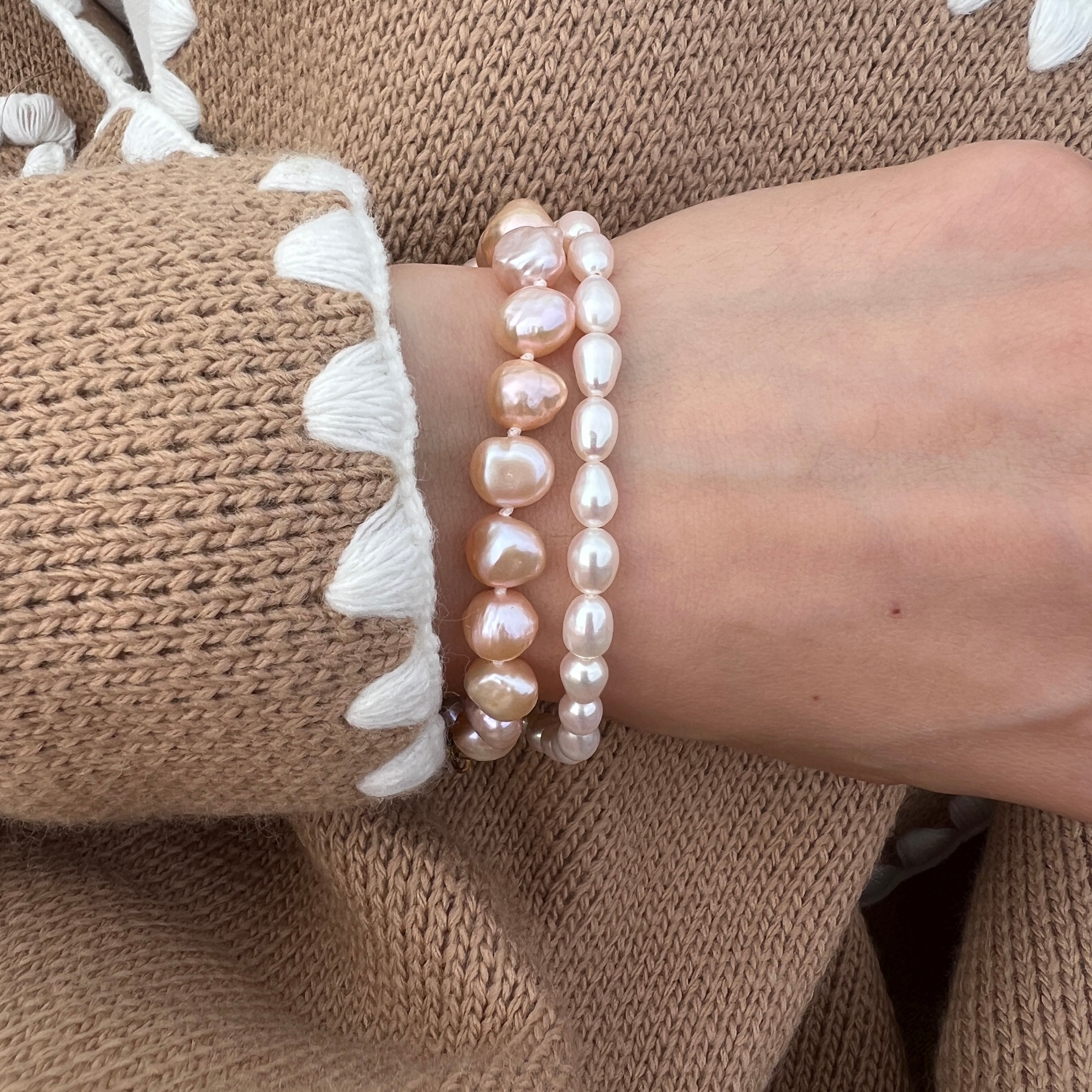 DAISY Baroque Zoetwater Parel Armband Zalmroze