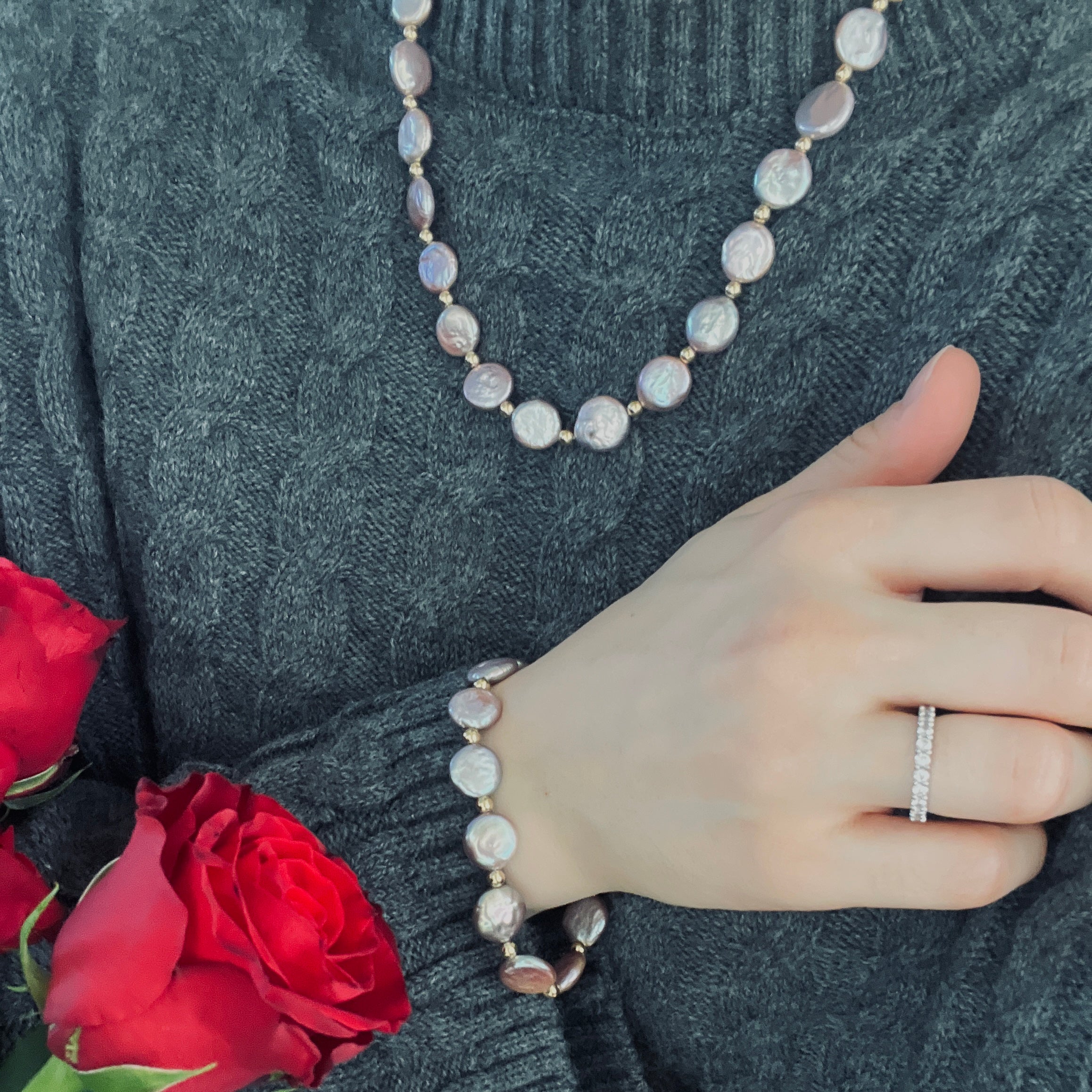 GRACE Button Zoetwater Parel Ketting