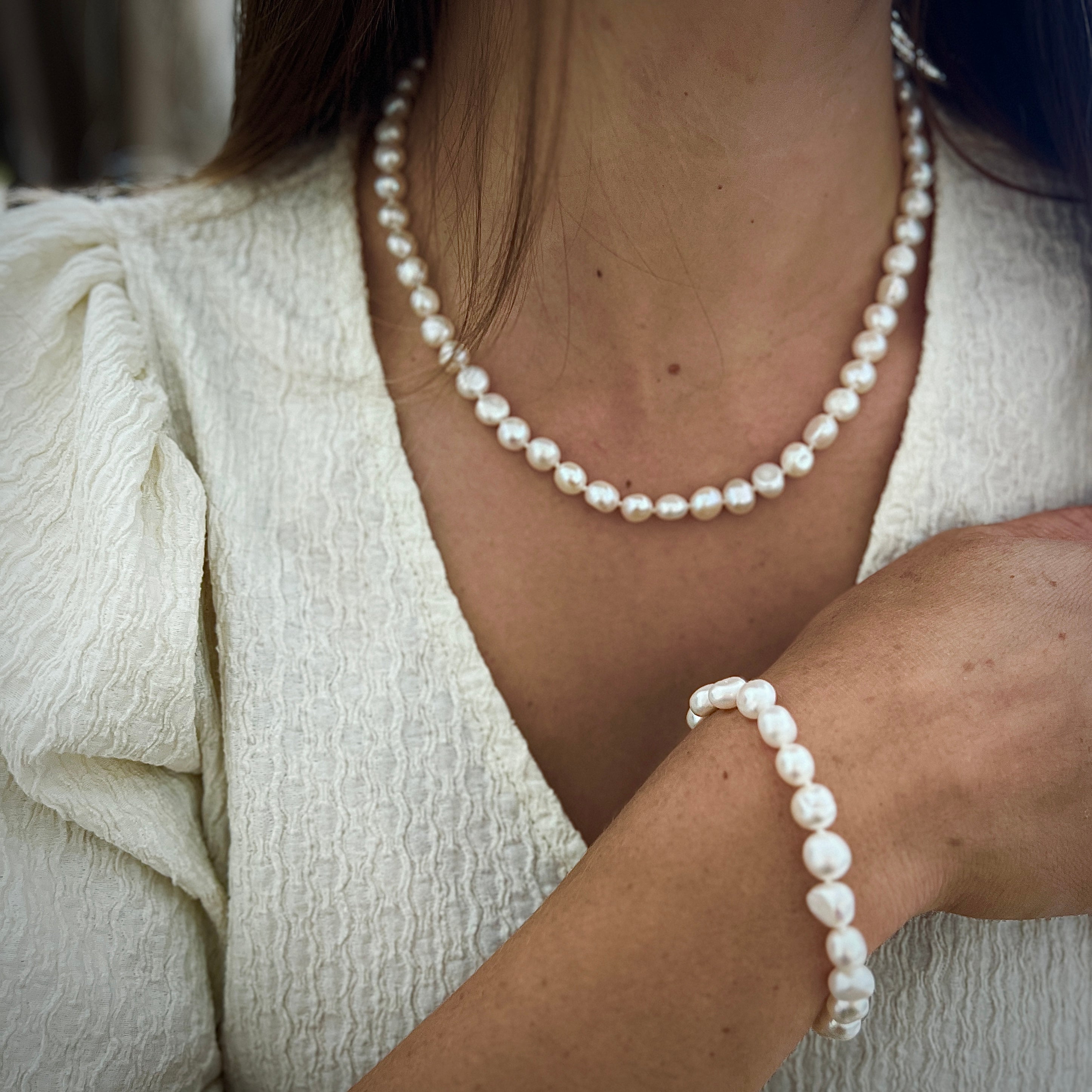 DAISY Baroque Zoetwater Parel ketting Wit
