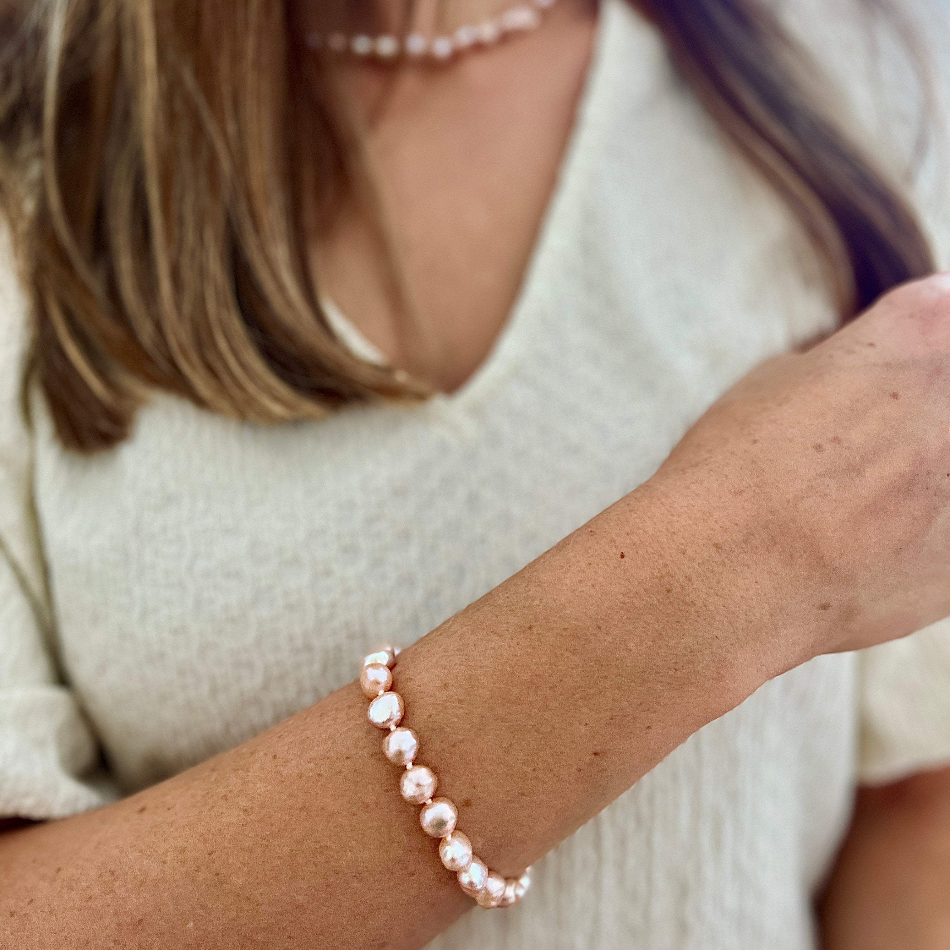 DAISY Baroque Zoetwater Parel Armband Paars