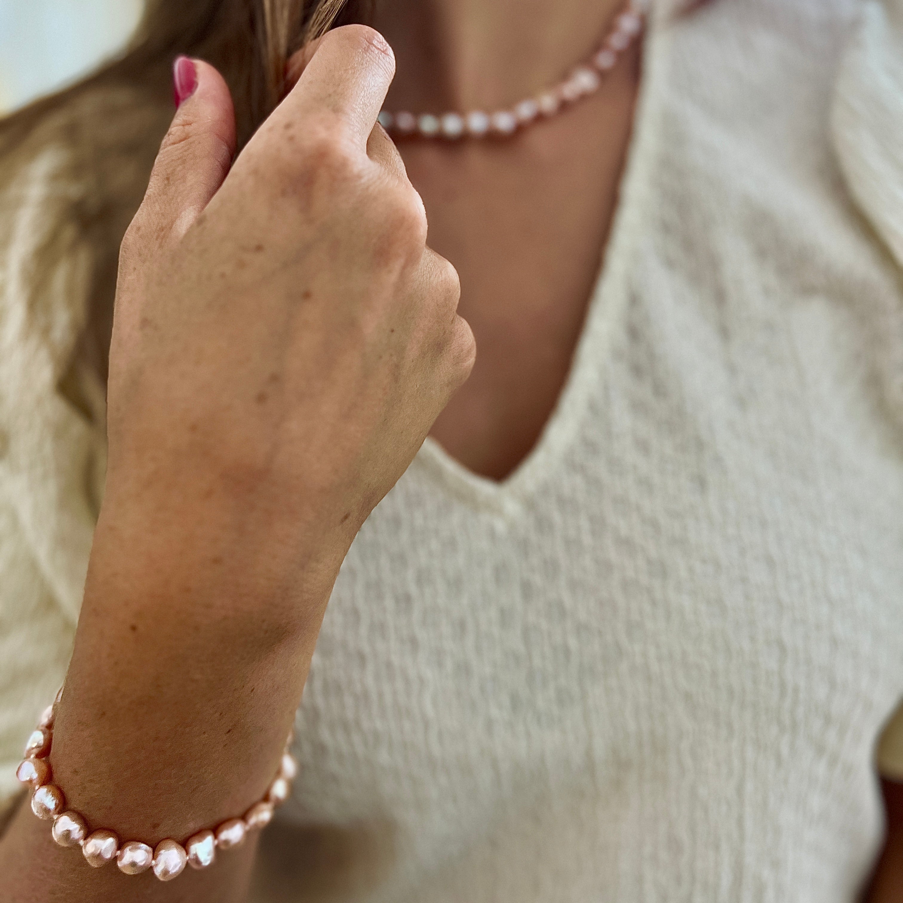 DAISY Baroque Zoetwater Parel Armband Paars