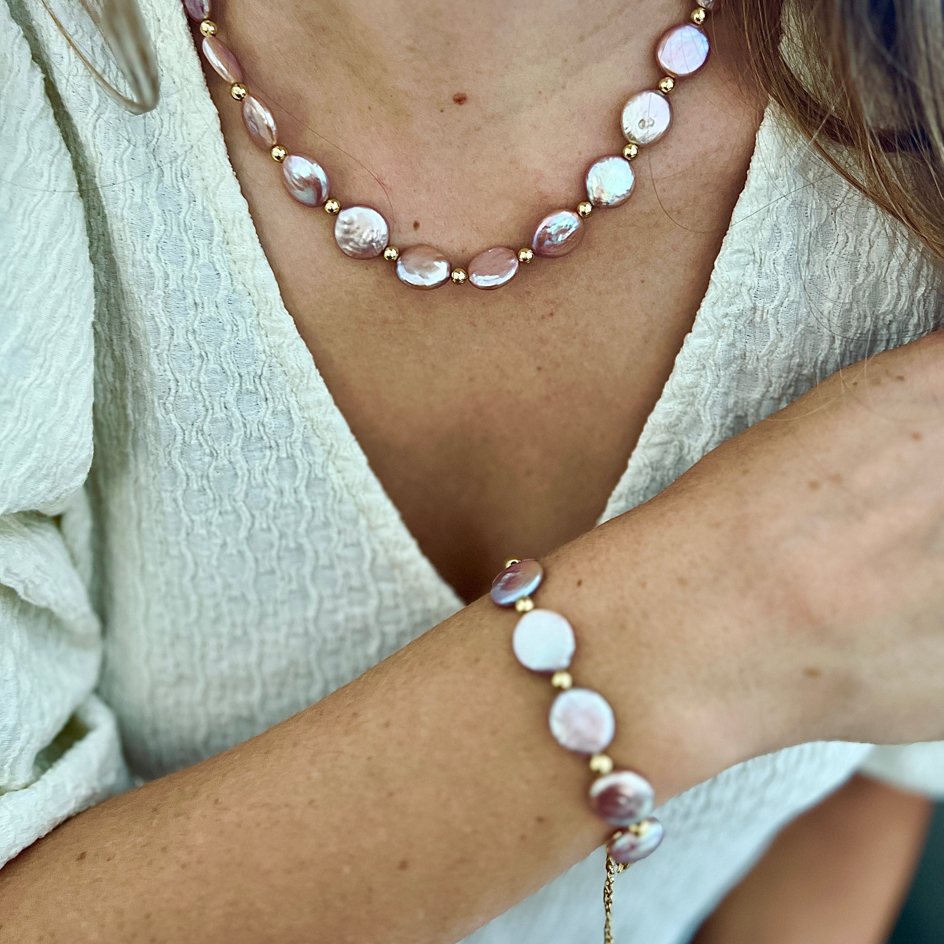 GRACE Button Zoetwater Parel Ketting