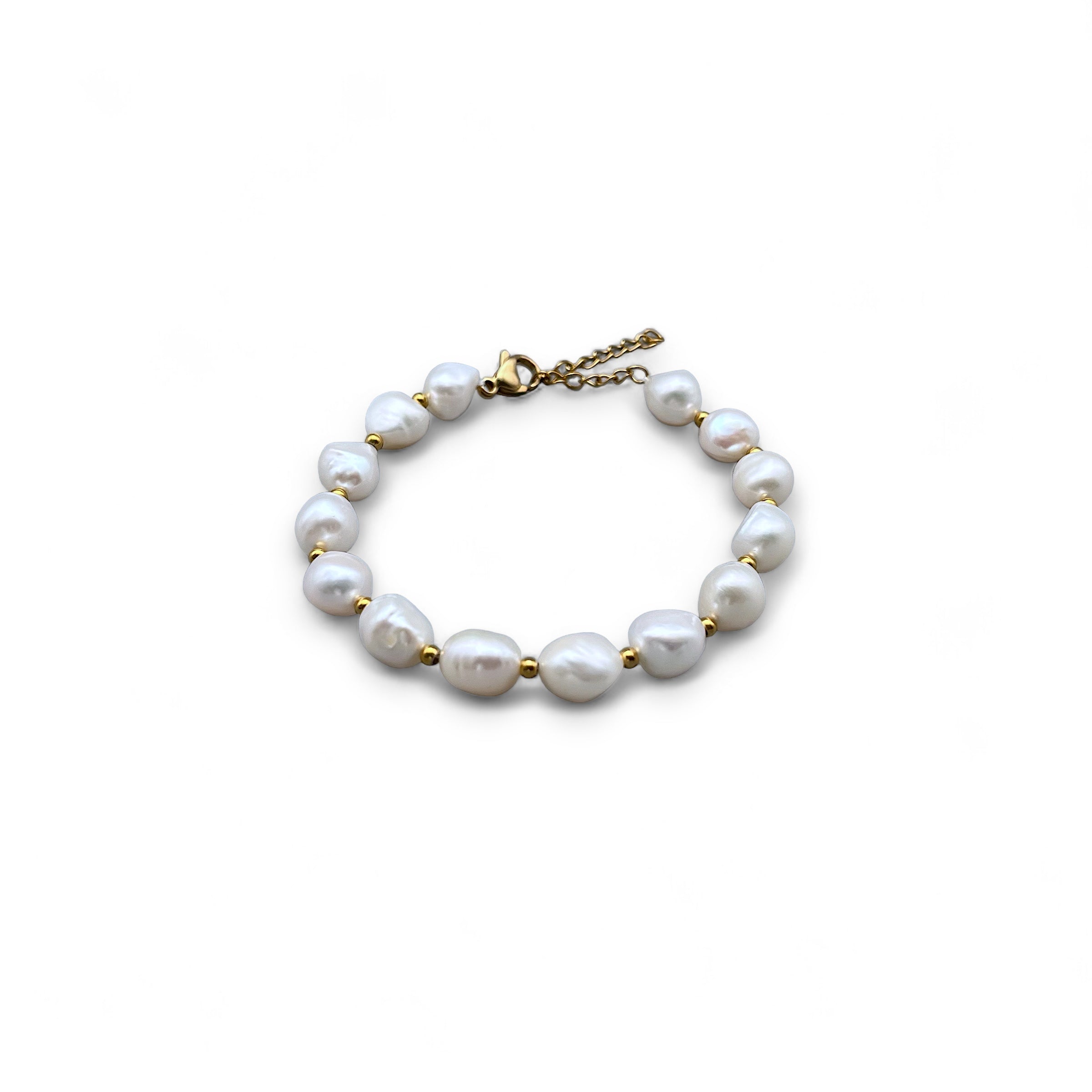 Juliette Baroque Zoetwater Parel Armband Wit met Gouden Accenten